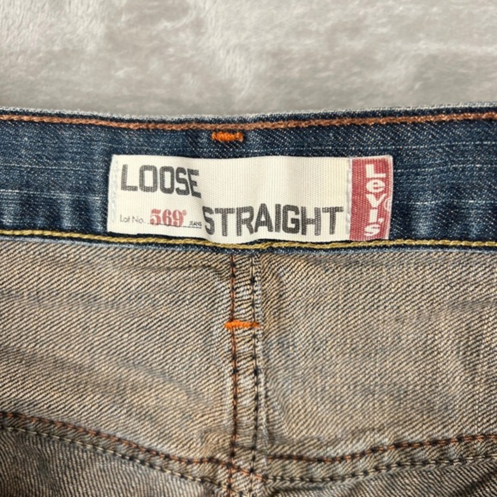 Levi Strauss 569 Loose Straight Jeans Mens W36 L30 Blue Denim - Picture 7 of 15